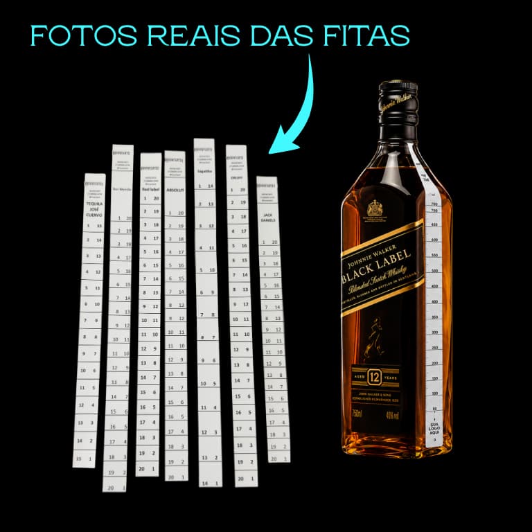 Kit c/ 120 Réguas Dosadora de Bebidas | Fita Medidora para Garrafas | Controle de Doses para Bar, Restaurante e Adega