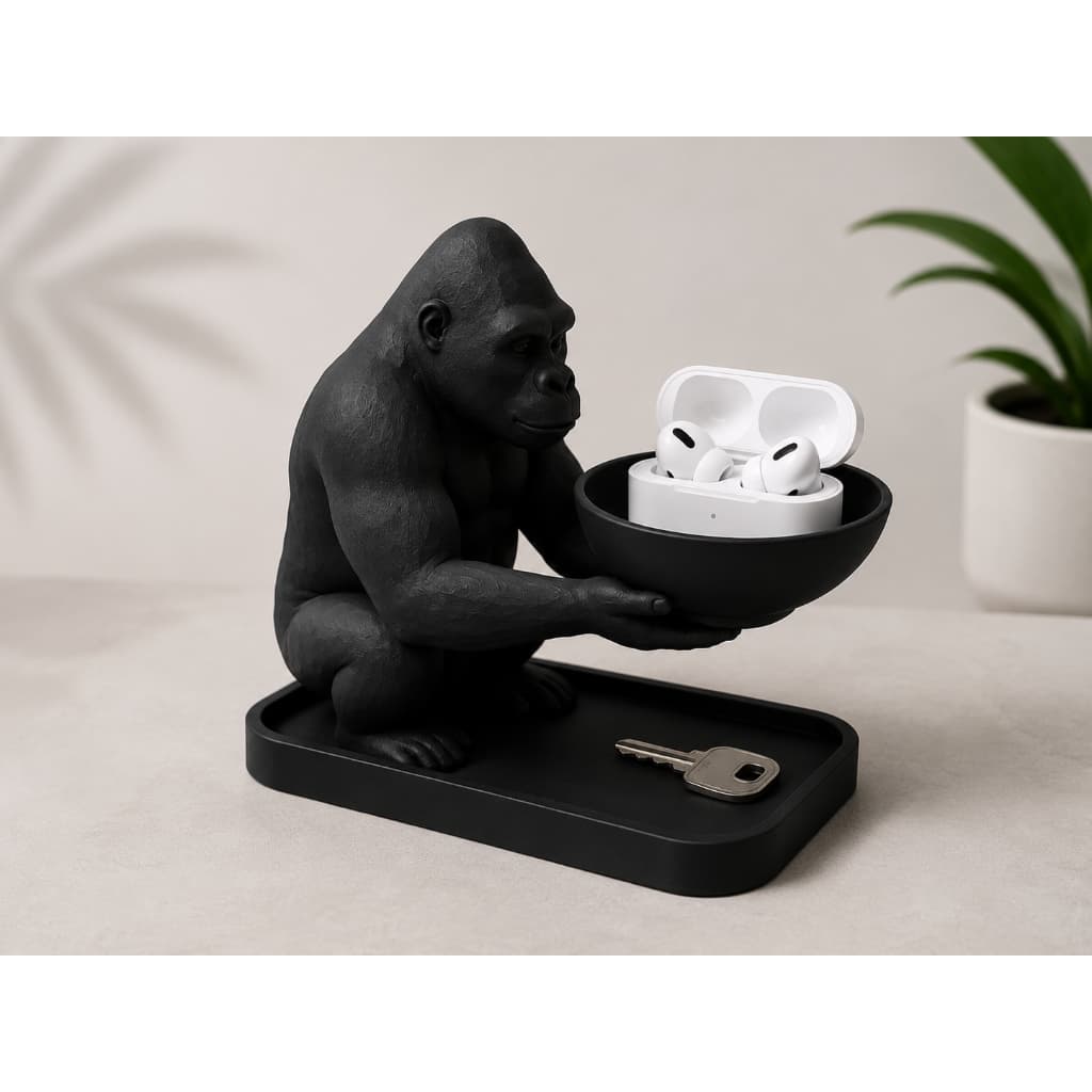 Organizador de Mesa Gorila 3D com Porta Objetos e Bandeja para Chaves, Fones e Acessórios