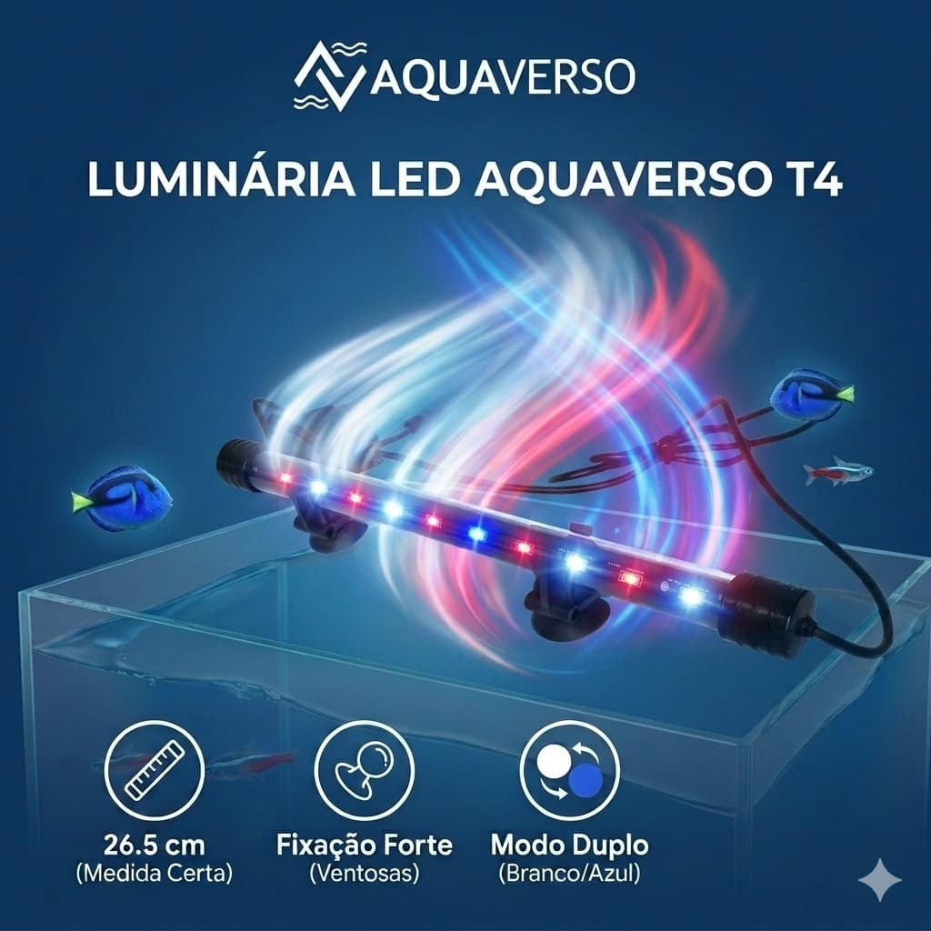 Luminária Submersa Led T4 - 30 30cm Para Lampada Para Iluminação de Aquários Aquaverso