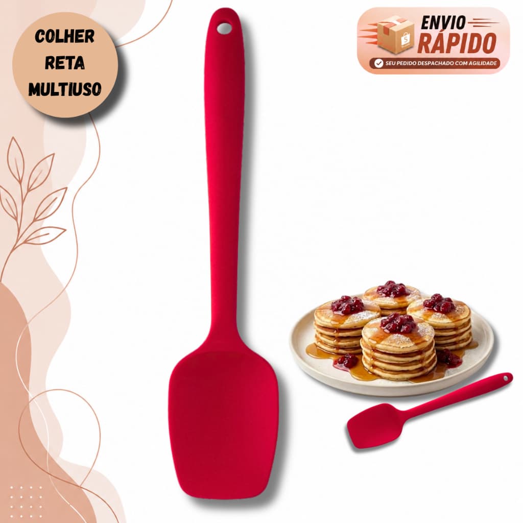 Espátula Colher De Silicone Reta 26cm Pão Duro Não Risca Panela Multiuso Confeitaria E Cozinha