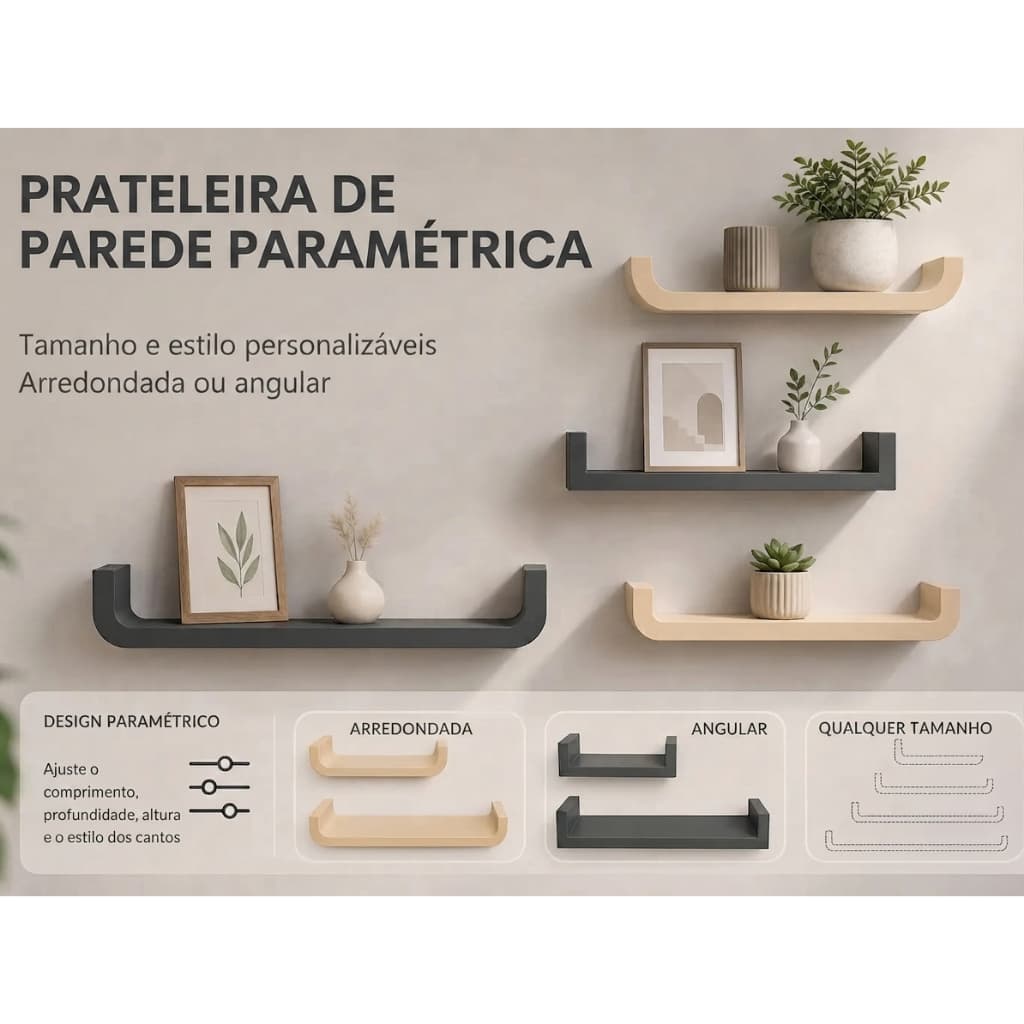 Prateleira Flutuante 3D Minimalista Parede Decoração Moderna