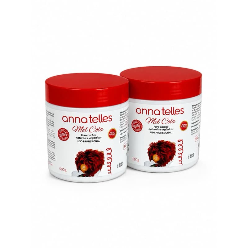 Kit 2 Mel Cola Anna Telles 500g Cachos Naturais Orgânicos Frizz Fixação Brilho Volume Controle Pro