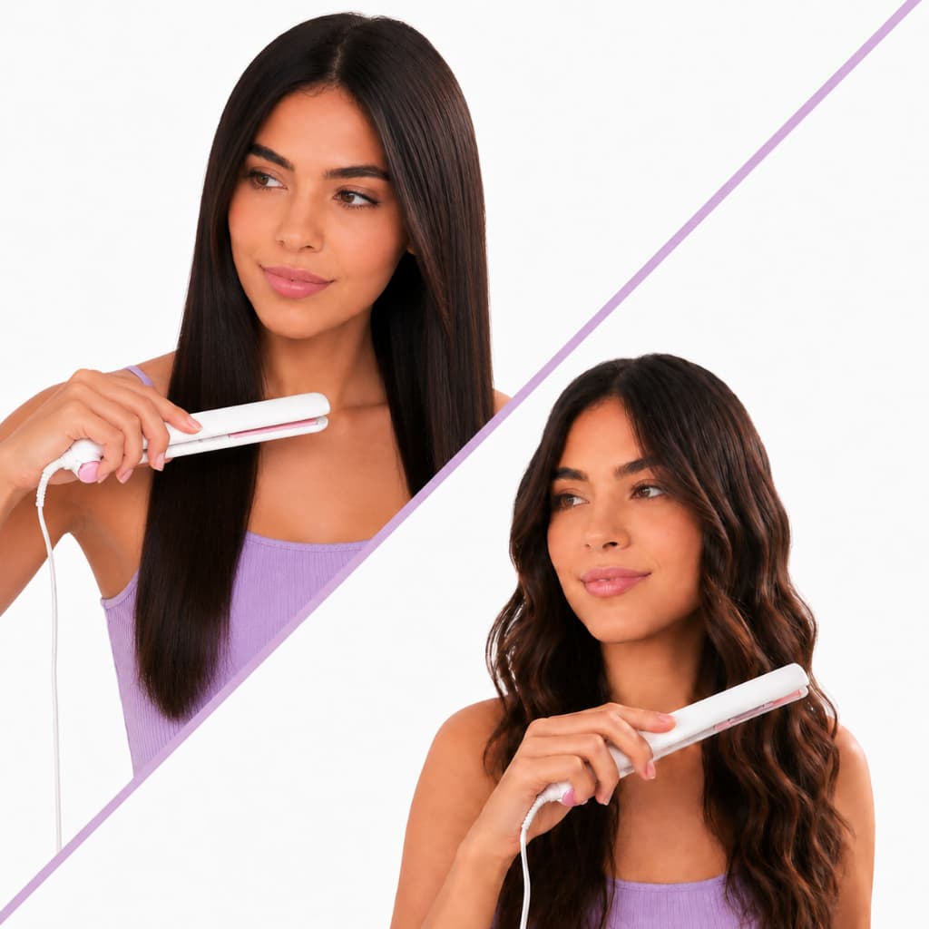 Mini Chapinha de Cabelo 2 em 1 Bivolt 110-220V 20W 160°C Alisa e Modela Franja e Pontas com Estojo