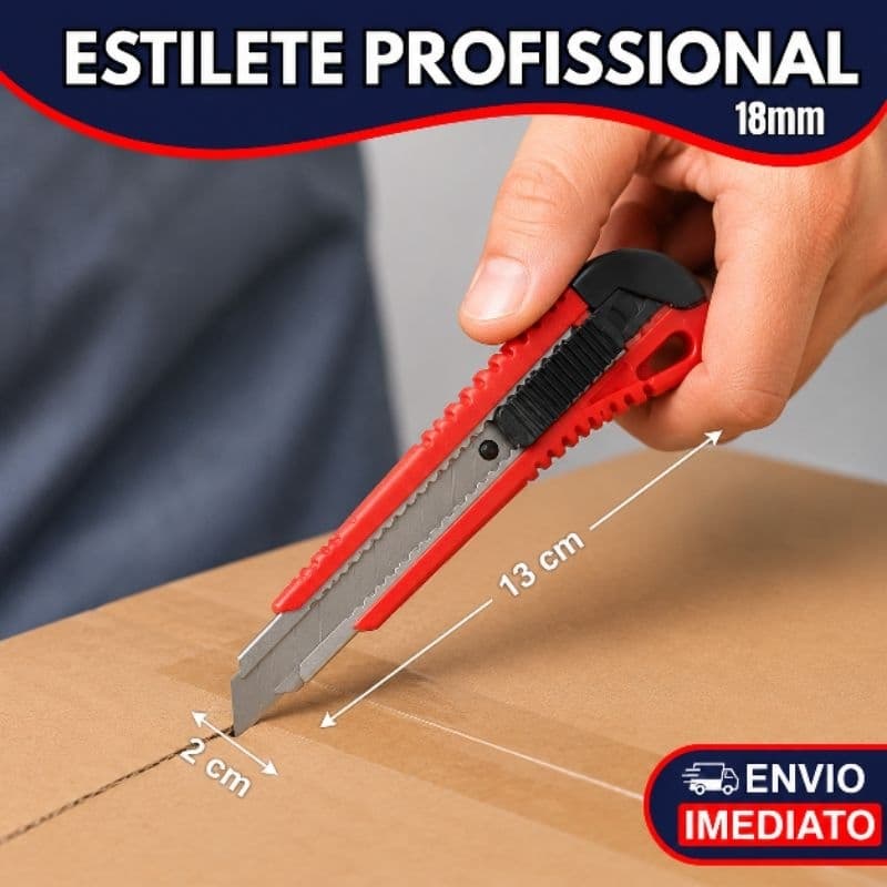 Estilete Retrátil Estreito 9mm Cortador com Trava