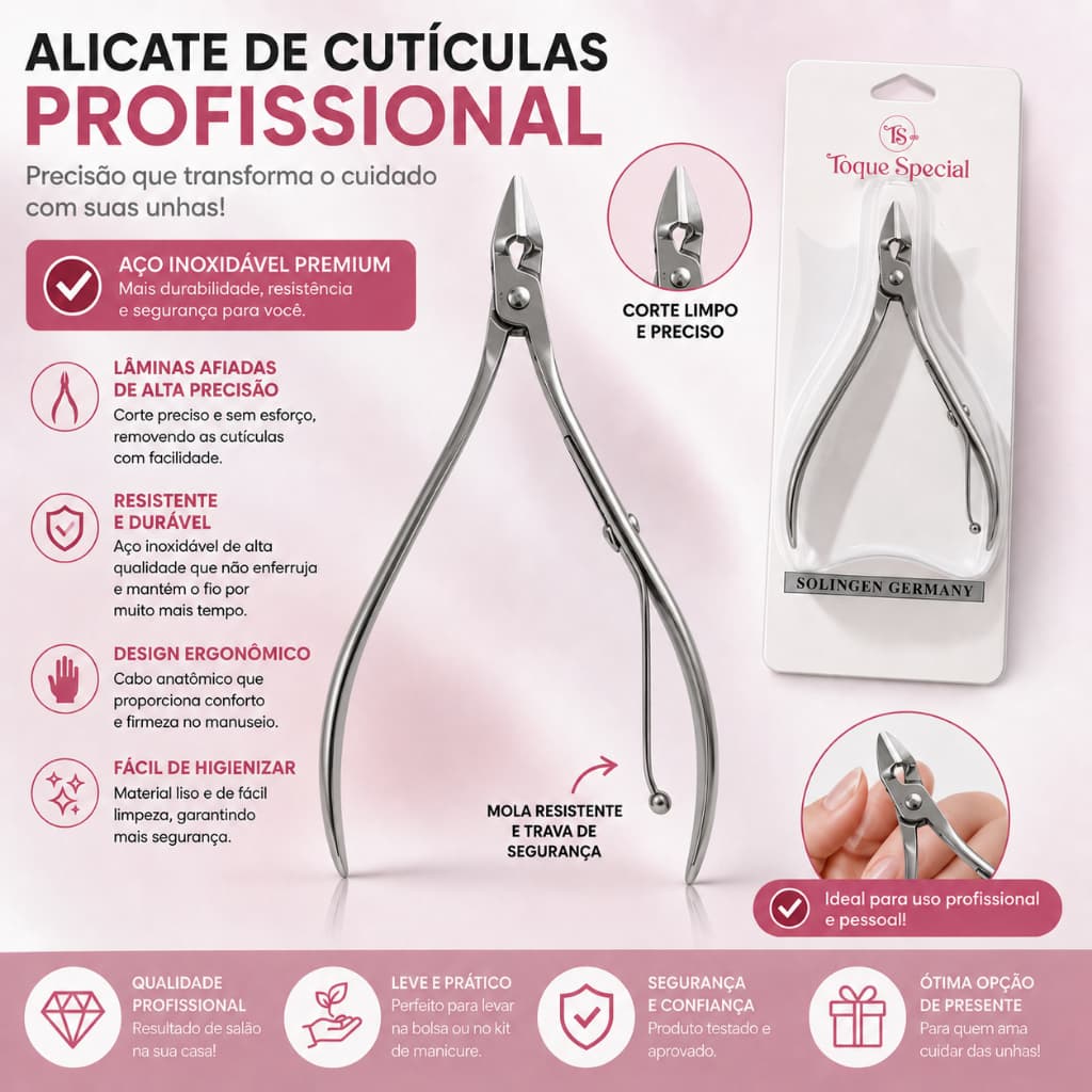 Alicate de Cutícula com Lâminas Afiadas em Aço Inoxidável 10cm