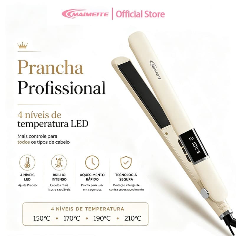MAIMEITE Alisador De Cabelo Prancha Cabelo Profissional 210º  Chapinha Nano Titanium bivolt Liso/Cachos