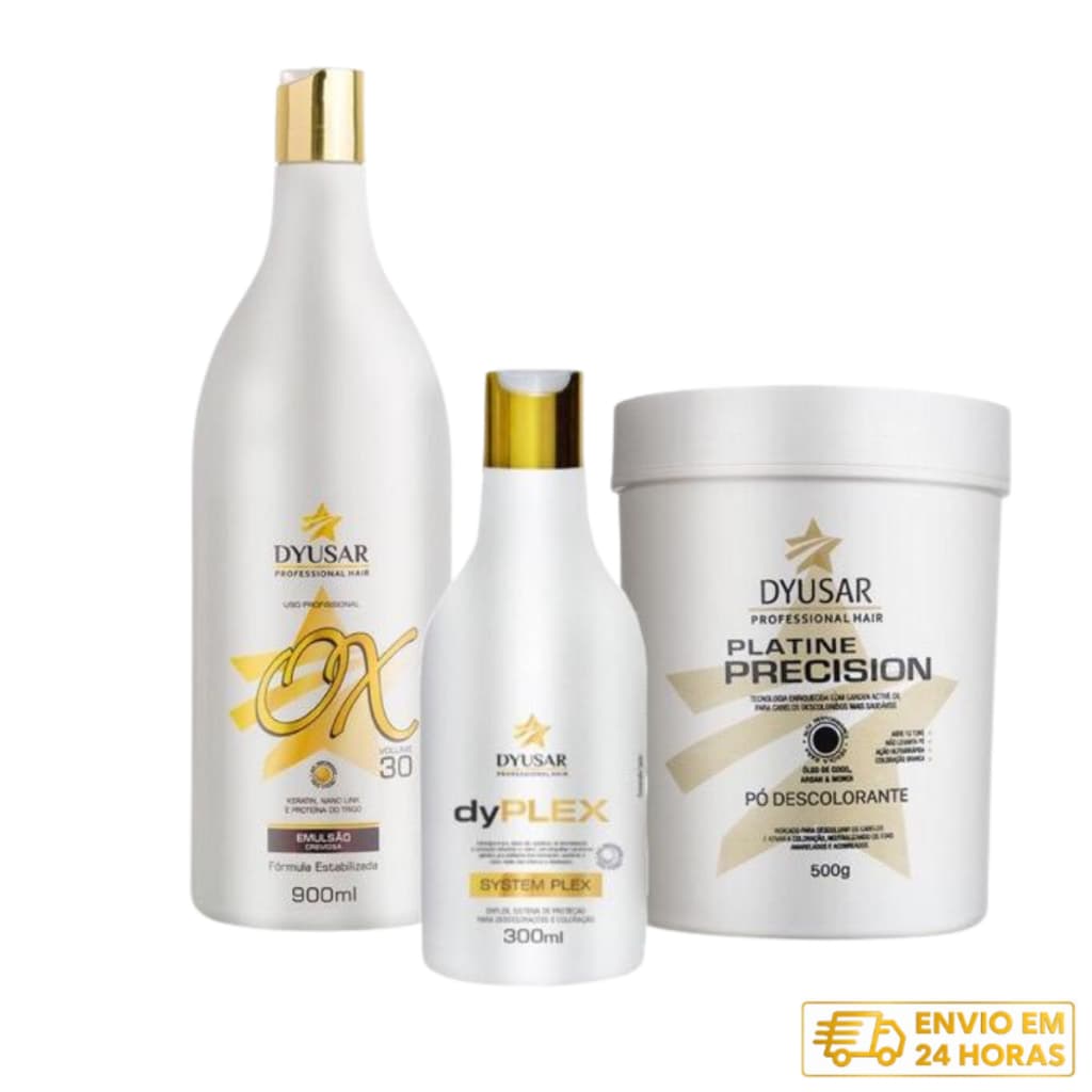Kit Pó Descolorante PlatineP. Blue +OX 30Vol + DyPlex DYUSAR