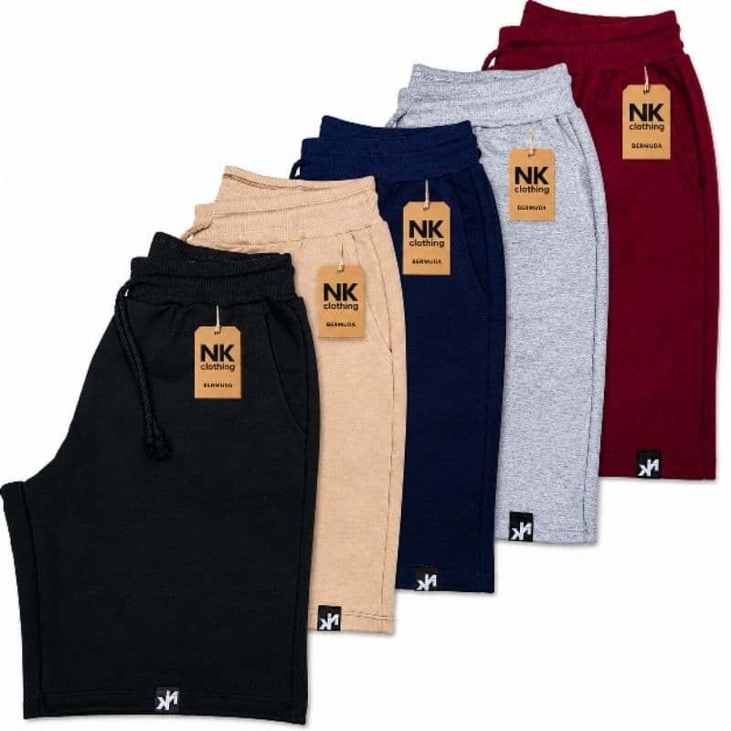 Kit 3 E 5 Bermuda Moletom Masculina Short Treino Academia Com Elástico E Amarração Bolso Fundo