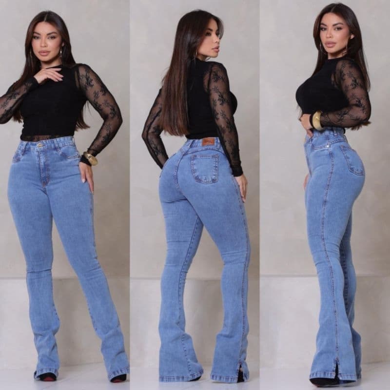 Calça Flare Jeans com Elastano Forma Pequena 2181