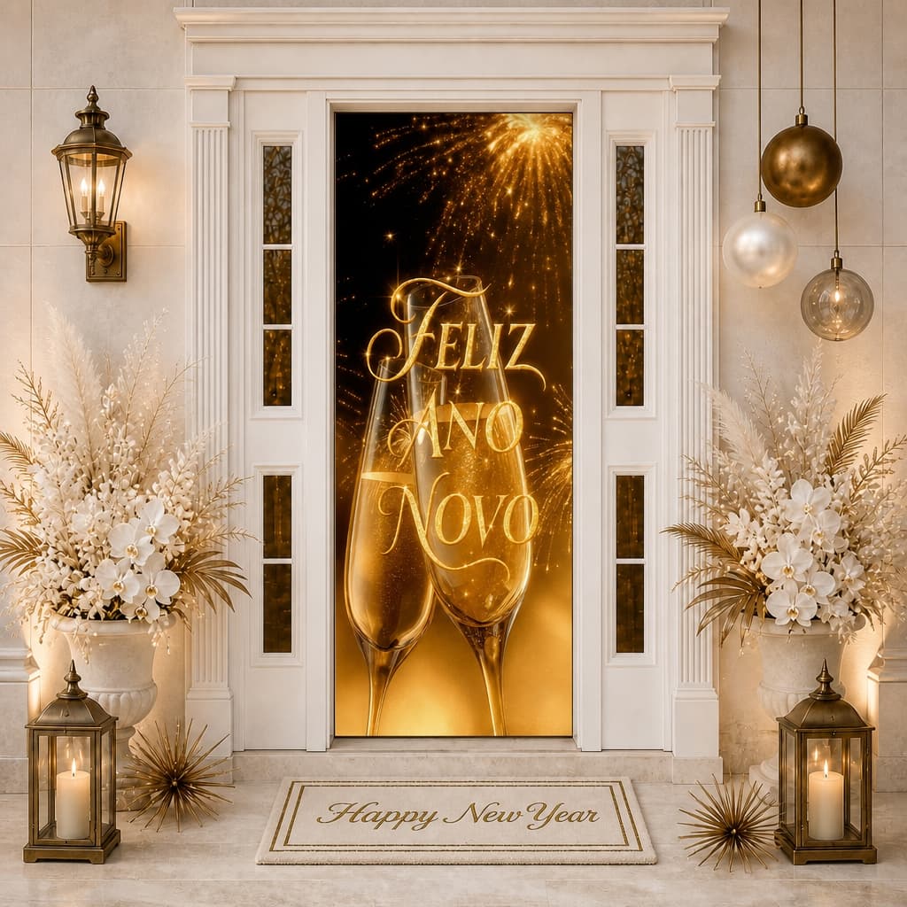 Capa De Porta Decoração De Ano Novo