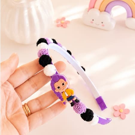 Tiara Menina Guerreiras K-pop Tiara Infantil Pompom Mira Rumi Zoey Emborrachado - Presente Infantil - Qualidade Premium