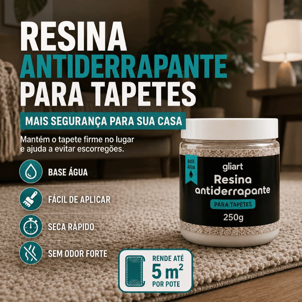 Resina Antiderrapante Para Tapetes 250 g Segura Tapete Fixa Tapete Anti Escorregão Base Água Gliart