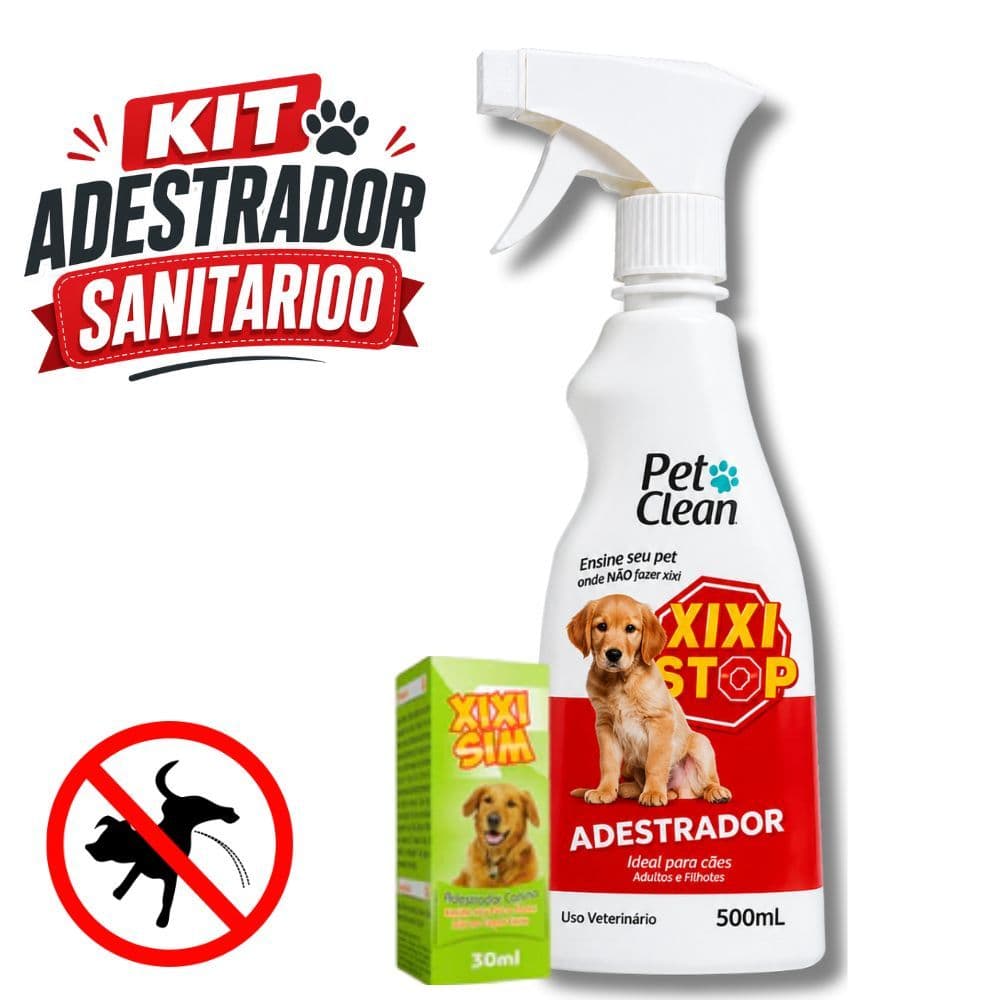 Kit Educador Sanitário para Cachorro Pet Clean Xixi Stop 500ml + Xixi Sim 30ml Adestrador Canino