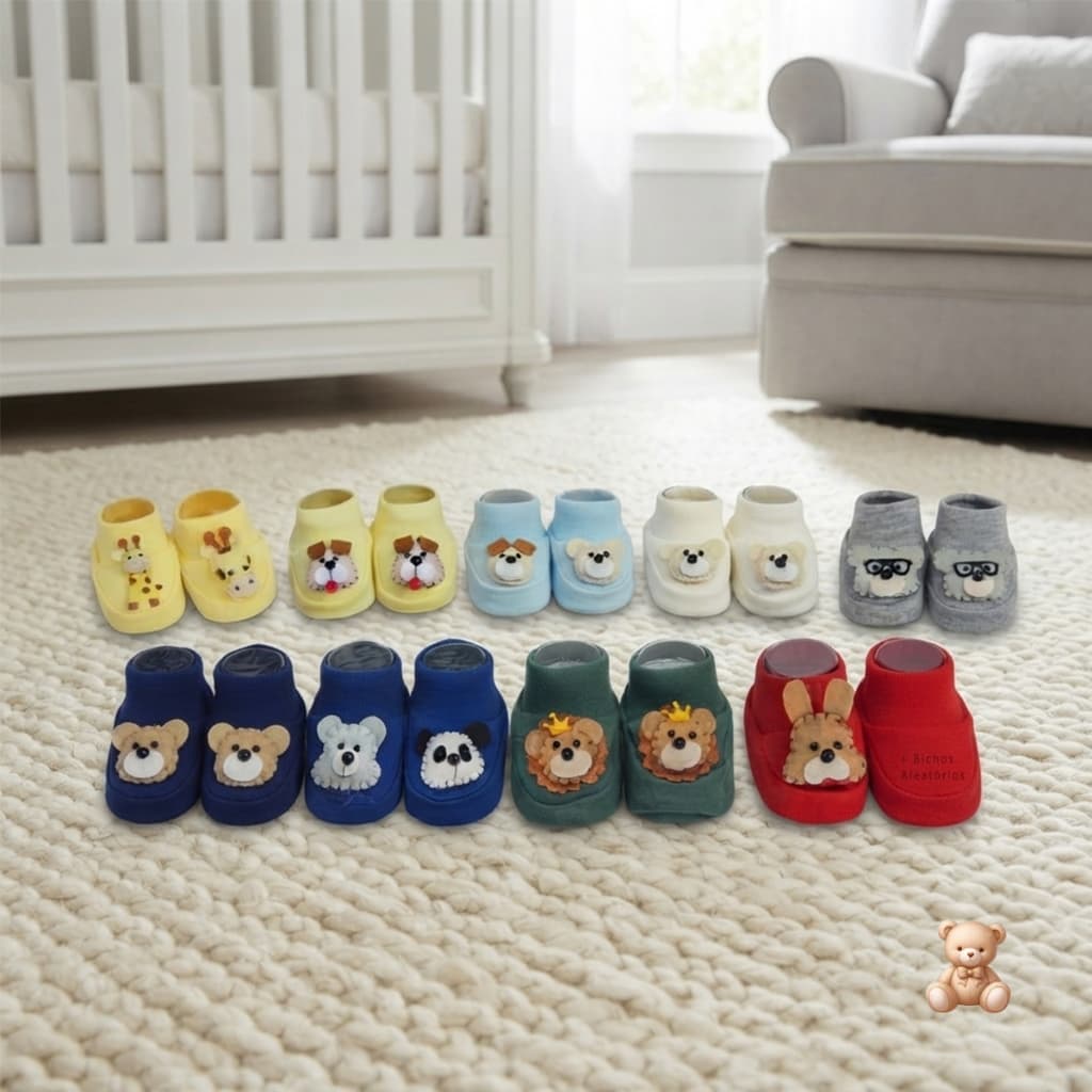 Sapatinho BebÊ Recem Nascido Meia, Pantufa Decorada Sortido de 0 a 4 meses
