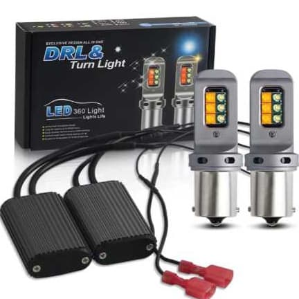 Lâmpada LED DRL e Seta 2 em 1 Canbus Sem Erro BA15S BAU15S PY21W Anti Hyperflash