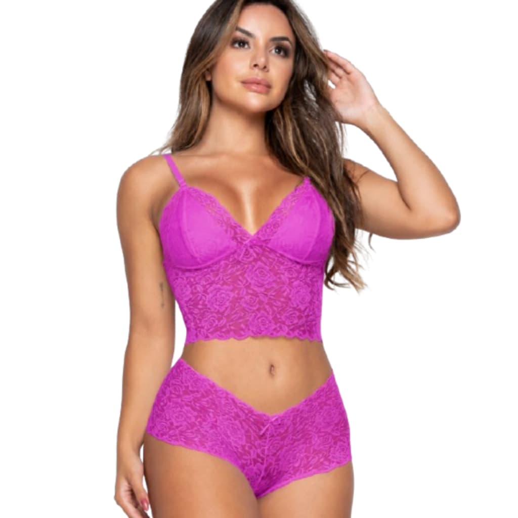 Kit 2 Conjutos Espera Marido Sensual Renda Jacatronica Com Alças Regulaveis e Forro de algodão