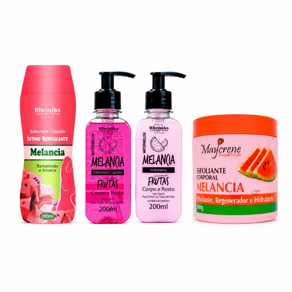 Kit Corporal Completo Melancia Sabonete Hidratante Esfoliante