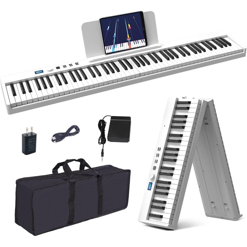 Teclado de piano dobrável, teclado de piano dobrável de tamanho normal com 88 teclas e peso parcial, teclado eletrônico