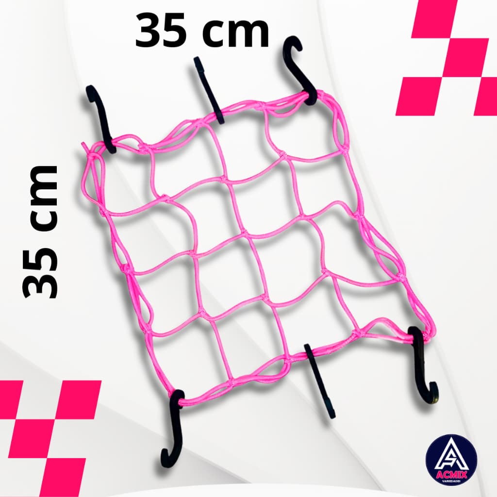 Redinha Elástica Aranha Moto Bagageiro Capacete para Moto 35x35 cm Rosa Claro