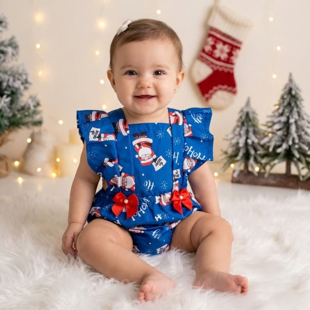 Romper Natal Roupa Infantil Menina Papai Noel