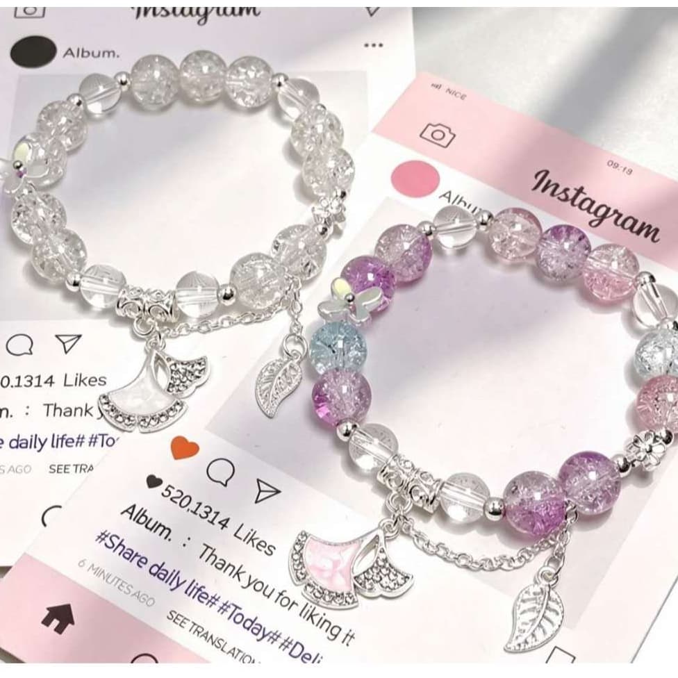 Pulseira brilhante adornada com folhas de ginkgo tem um design único, é requintada e versátil.