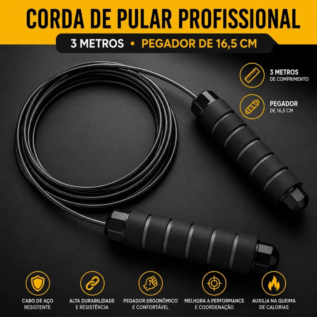 Corda de Pular Crossfit Profissional 3M aço