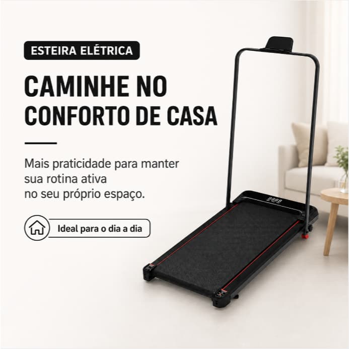 Esteira Elétrica - Continue Sua Caminhada em Casa Mesmo à Noite - Compacta 1–10 KM/H