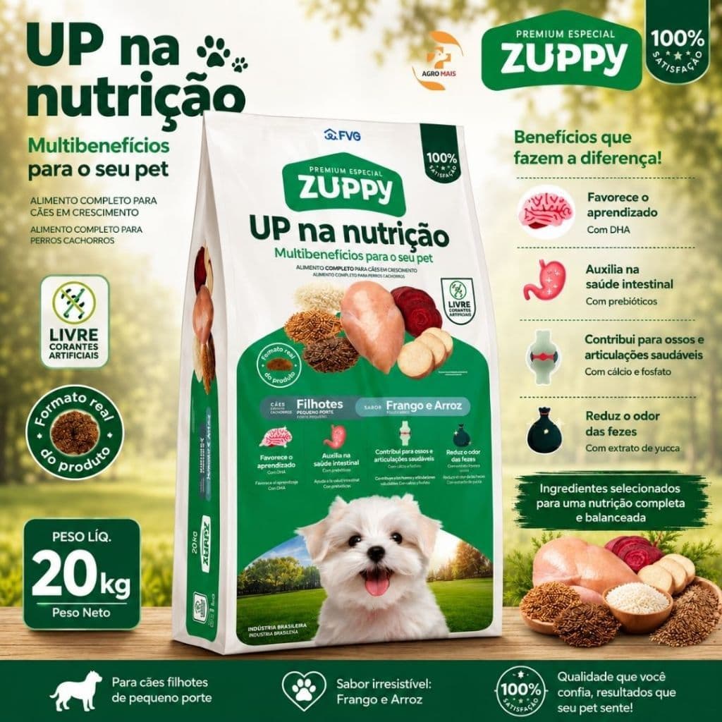 Ração Zuppy Cães Filhote Pequeno Porte Sabor Frango e Arroz