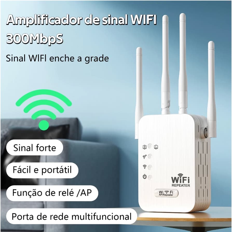 Amplificador de sinal Wi-Fi repetidor e roteador sem fio rede sem fio através da parede Dupla pressão/2.4G - G8