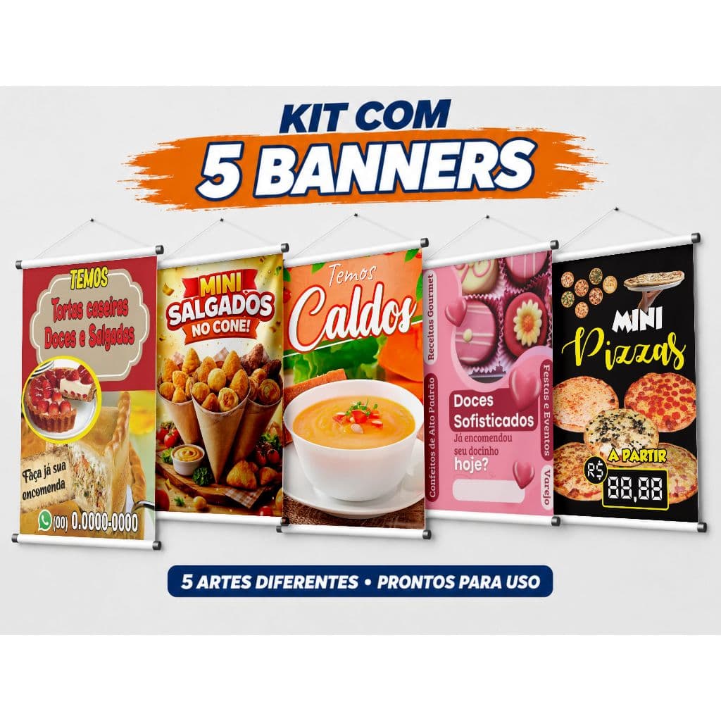 Kit com 5 Banners Comerciais – Artes Prontas para Impressão 10