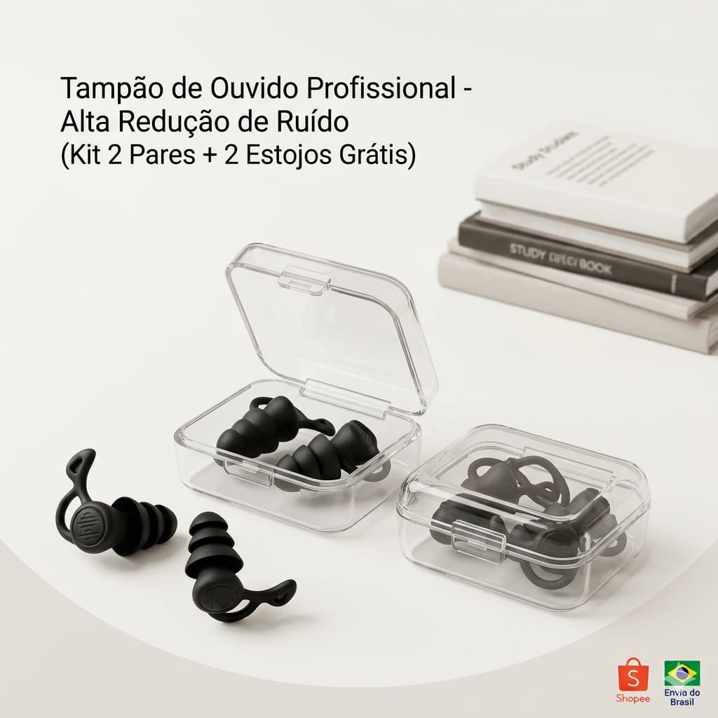Kit 2 Pares Protetor Auricular Tampão De Ouvido Anti Ruído Silicone Macio Dormir Natação Estudo Barulho Silenciador