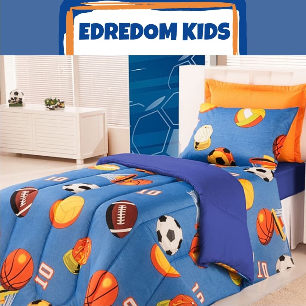 Edredom Solteiro Infantil Estampado kids 1 Peça  Dupla Face Solteiro Conforto Térmico Macio e Vibrante