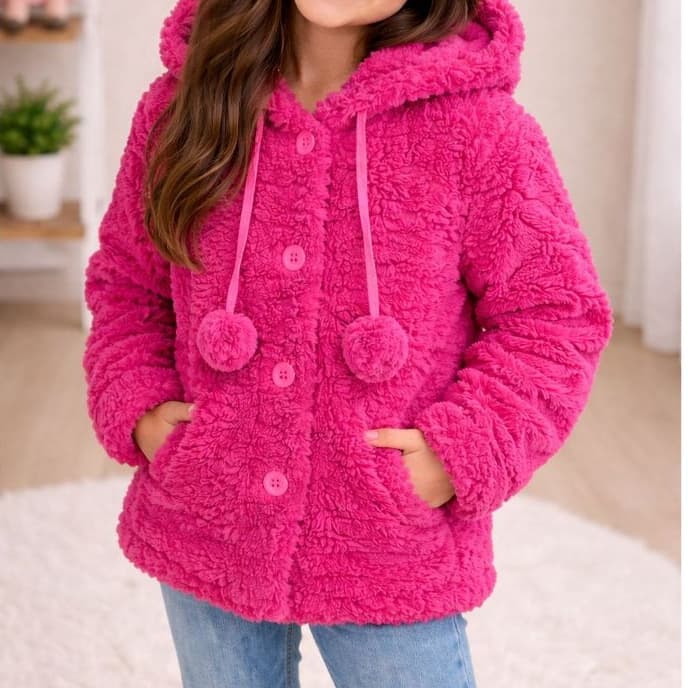 Blusa Casaco TEDDY com Capuz e Bolsos Meninas Inverno 08 ao 16