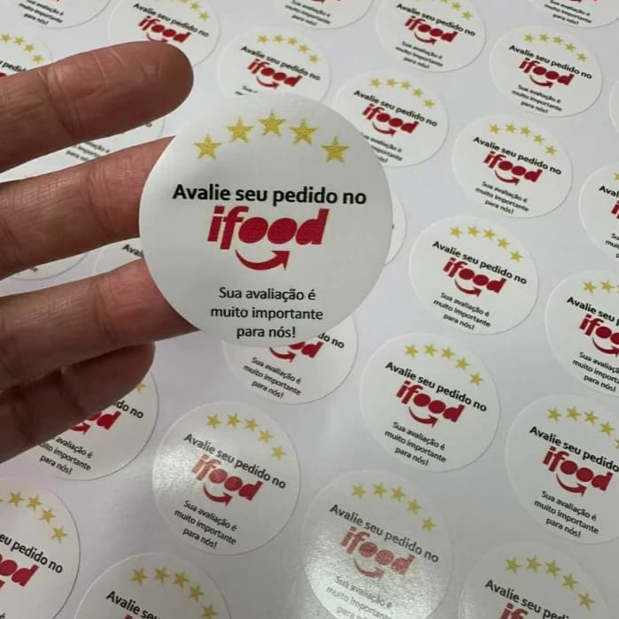 Etiqueta Adesiva para Embalagens Delivery iFood - Vinil À Prova D'água