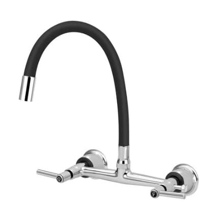 Torneira Misturador Cozinha Parede Tubo Flexível Color Preto Alavanca 1/4 de Volta Metal