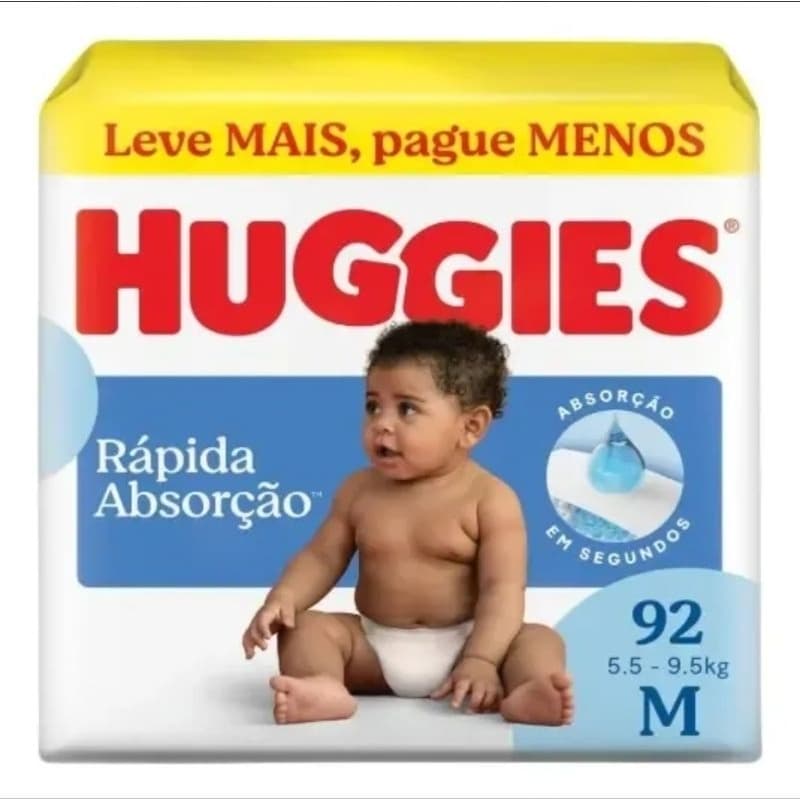 Fralda Huggies Rápida Absorção M 92 unidades