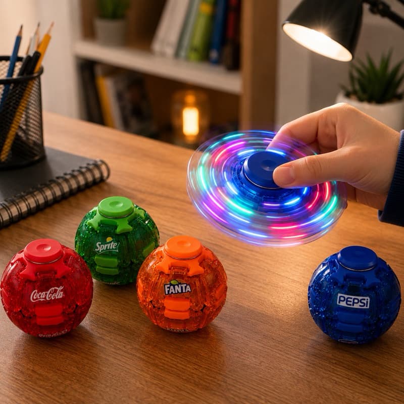 Bolinha Giratória Spinner Spin Brinquedo Mágico Anti Estresse Satisfatório Pião Criança Com Luzinha Led Fidget