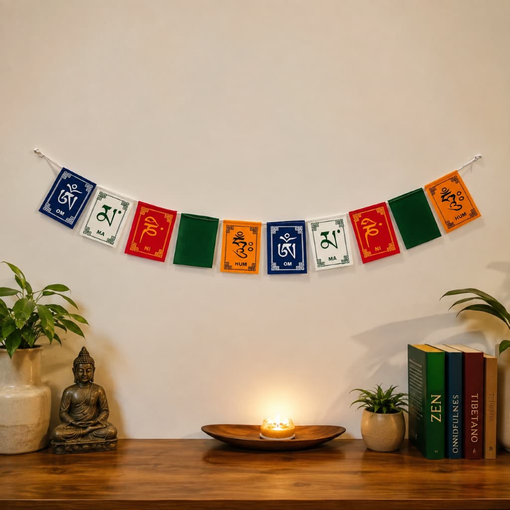 Bandeira tibetana budista om 8 cm
