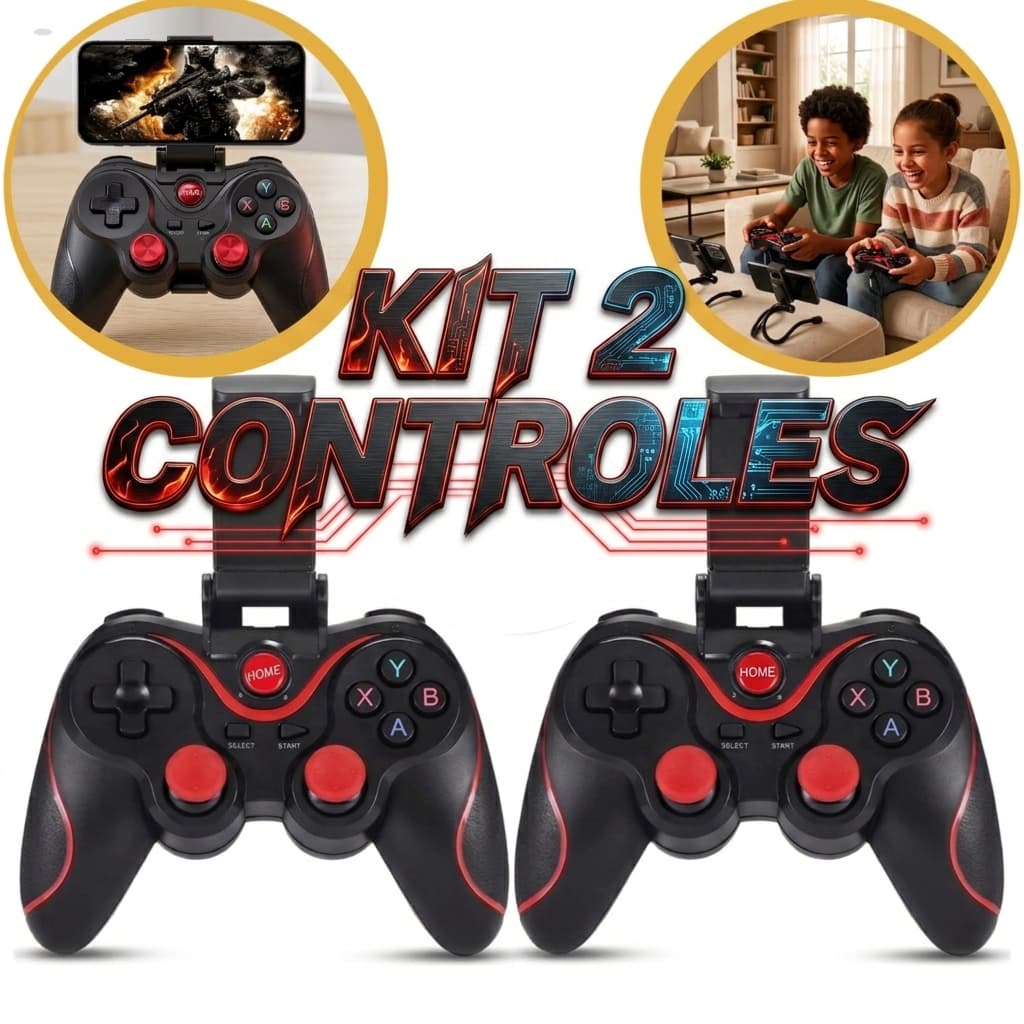 Kit 2 Controle X3 Para Celular Manete Sem Fio Compativel Com Android