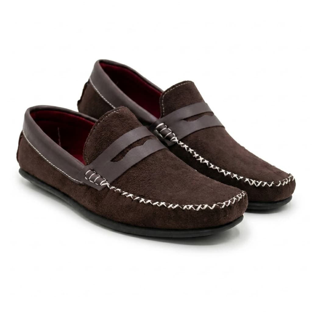 Mocassim Masculino Casual Drive em Camurça Sintética Confortável Leve Social Slip On Elegante