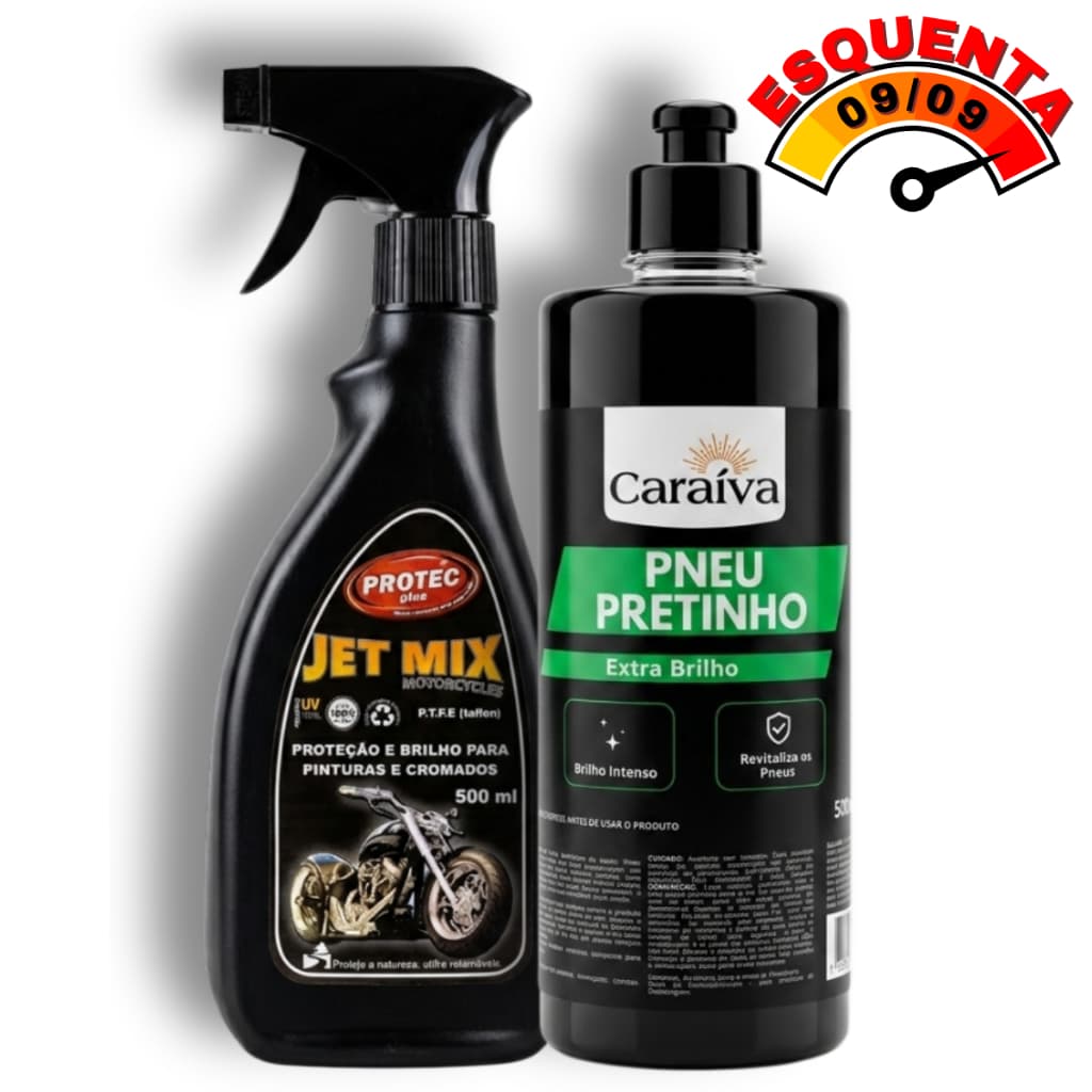 Cromados Espelhados e Pneu Pretinho - Kit Moto de Vitrine Brilho Supremo