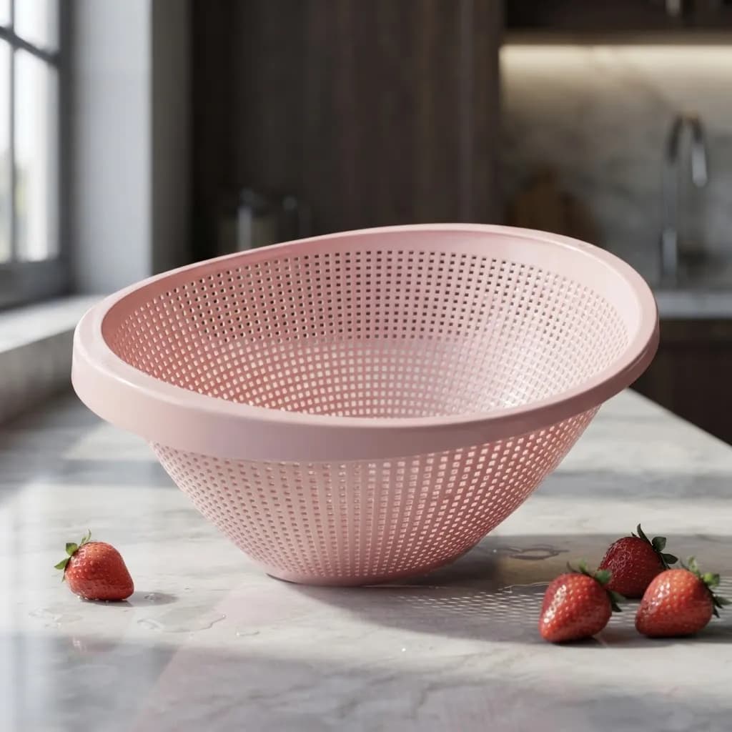 Escorredor Lava Tudo Arroz Massa Salada Plástico Plasútil Rosa