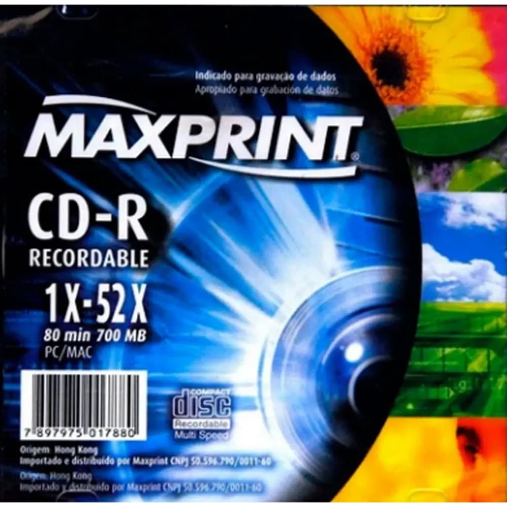 3 Midias Cd-r 80 700mb 52x Slim Envelope lacrado - Maxprint