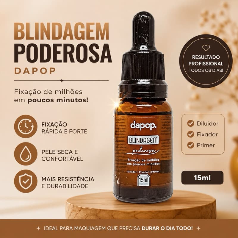 Blindagem Dapop, primer, diluidor de maquiagem, fixador Dapop,maquiagem duradoura, preparação de pele, make profissional