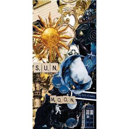Papel de Parede Místico ( Sun&Moon ) Sol e Lua Universo Estrelado 1m x 50cm