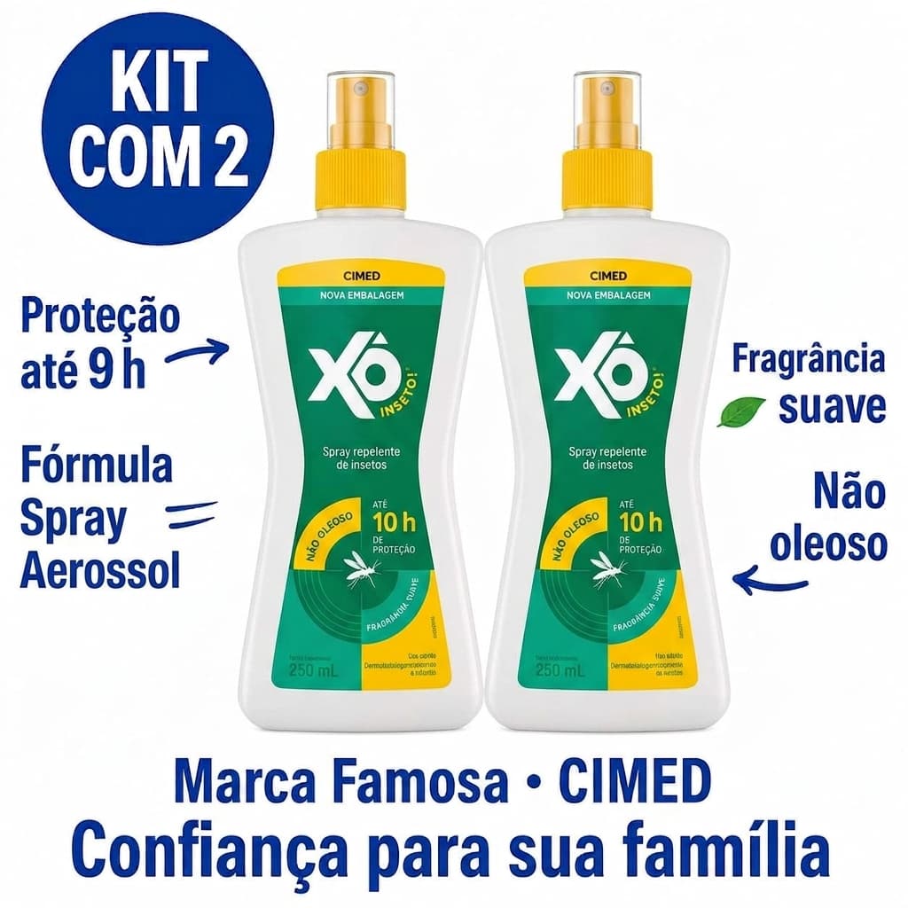 SUPER COMBO ECONOMIA: Kit 2un Repelente Xô Inseto! SPRAY Cimed 200ml – Proteção em Dobro por Até 10 Horas