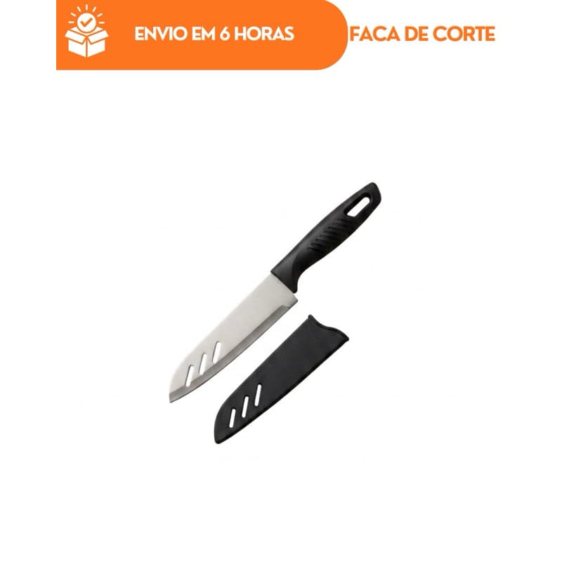 Faca de Corte para Cozinha de Aço com Capa