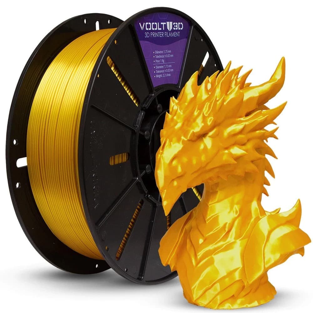 Filamento PLA Alumínio V-Silk - 1KG Dourado e Alumínio Impressora 3D
