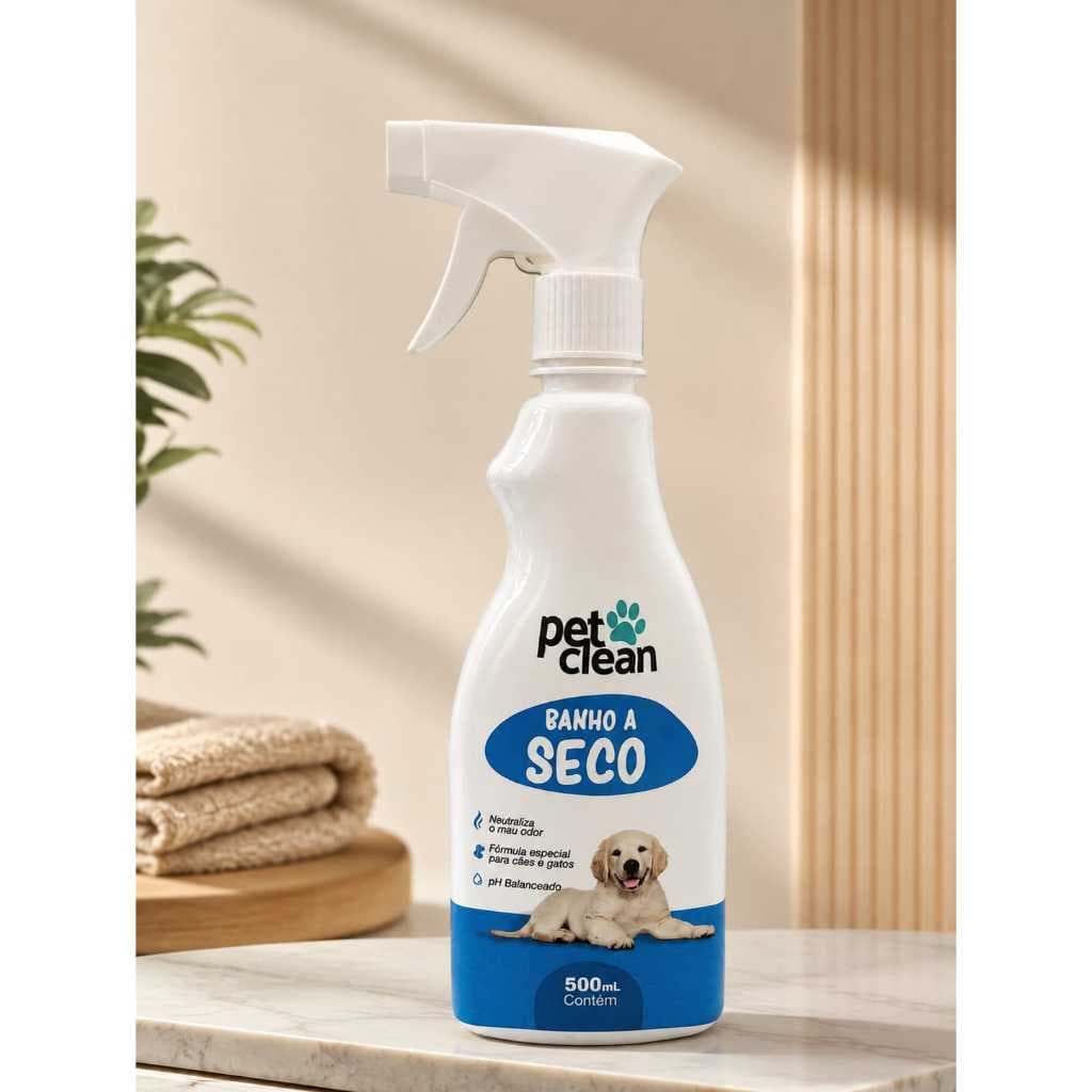 Banho a Seco Liquido Spray Sem Enxague 500 ml Pet Clean para Cães e Gatos
