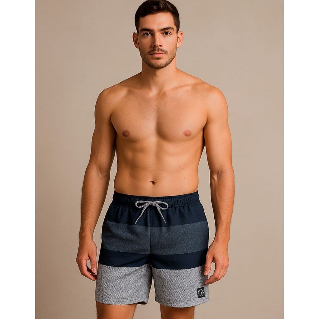 Short Masculino Preto e Cinza Bermuda Praia Academia Casual Moda Verão Confortável Leve Secagem Rápida Esportivo